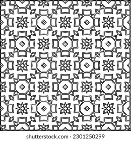 Stylish texture with figures from lines.Abstract geometric black and white pattern for web page, textures, card, poster, fabric, textile. Monochrome graphic repeating design. 