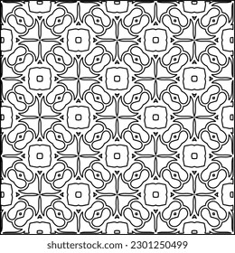  Stylish texture with figures from lines.Abstract geometric black and white pattern for web page, textures, card, poster, fabric, textile. Monochrome graphic repeating design. 