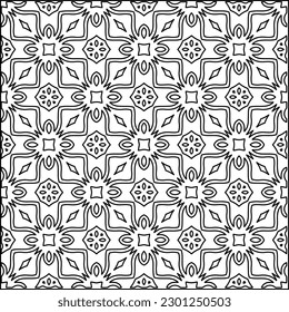  Stylish texture with figures from lines.Abstract geometric black and white pattern for web page, textures, card, poster, fabric, textile. Monochrome graphic repeating design. 