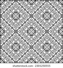  Stylish texture with figures from lines.Abstract geometric black and white pattern for web page, textures, card, poster, fabric, textile. Monochrome graphic repeating design. 