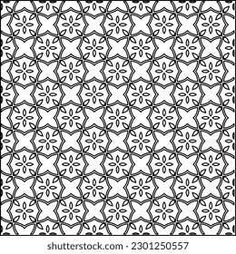 Stylish texture with figures from lines.Abstract geometric black and white pattern for web page, textures, card, poster, fabric, textile. Monochrome graphic repeating design. 