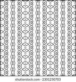  Stylish texture with figures from lines.Abstract geometric black and white pattern for web page, textures, card, poster, fabric, textile. Monochrome graphic repeating design. 