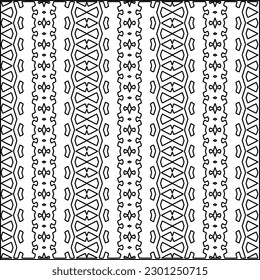  Stylish texture with figures from lines.Abstract geometric black and white pattern for web page, textures, card, poster, fabric, textile. Monochrome graphic repeating design. 