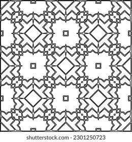 Stylish texture with figures from lines.Abstract geometric black and white pattern for web page, textures, card, poster, fabric, textile. Monochrome graphic repeating design. 