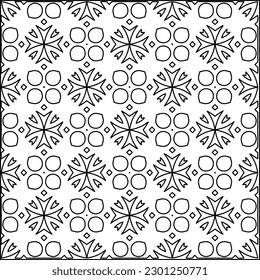  Stylish texture with figures from lines.Abstract geometric black and white pattern for web page, textures, card, poster, fabric, textile. Monochrome graphic repeating design. 