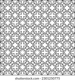  Stylish texture with figures from lines.Abstract geometric black and white pattern for web page, textures, card, poster, fabric, textile. Monochrome graphic repeating design. 