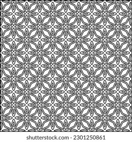  Stilvolle Textur mit Figuren aus Linien.Abstraktes geometrisches Schwarz-Weiß Muster für Webseiten, Texturen, Karten, Poster, Stoff, Textilien. Monochrome grafische Wiederholungsdesign. 