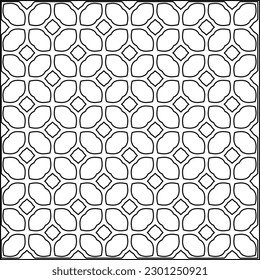  Stilvolle Textur mit Figuren aus Linien.Abstraktes geometrisches Schwarz-Weiß Muster für Webseiten, Texturen, Karten, Poster, Stoff, Textilien. Monochrome grafische Wiederholungsdesign. 