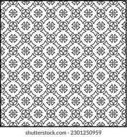  Stylish texture with figures from lines.Abstract geometric black and white pattern for web page, textures, card, poster, fabric, textile. Monochrome graphic repeating design. 
