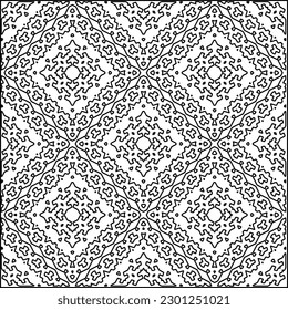 Stylish texture with figures from lines.Abstract geometric black and white pattern for web page, textures, card, poster, fabric, textile. Monochrome graphic repeating design. 