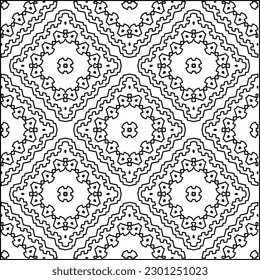  Stylish texture with figures from lines.Abstract geometric black and white pattern for web page, textures, card, poster, fabric, textile. Monochrome graphic repeating design. 