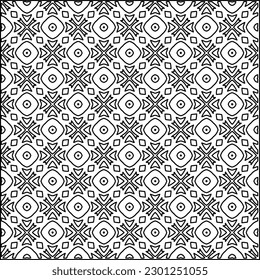  Stylish texture with figures from lines.Abstract geometric black and white pattern for web page, textures, card, poster, fabric, textile. Monochrome graphic repeating design. 