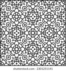 Stilvolle Textur mit Figuren aus Linien.Abstraktes geometrisches Schwarz-Weiß Muster für Webseiten, Texturen, Karten, Poster, Stoff, Textilien. Monochrome grafische Wiederholungsdesign. 