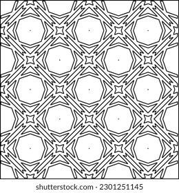 Stylish texture with figures from lines.Abstract geometric black and white pattern for web page, textures, card, poster, fabric, textile. Monochrome graphic repeating design. 