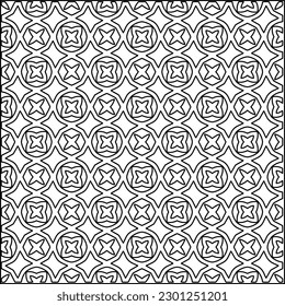  Stylish texture with figures from lines.Abstract geometric black and white pattern for web page, textures, card, poster, fabric, textile. Monochrome graphic repeating design. 