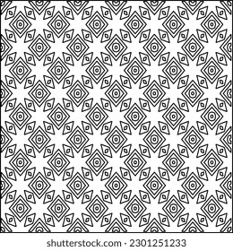 Stylish texture with figures from lines.Abstract geometric black and white pattern for web page, textures, card, poster, fabric, textile. Monochrome graphic repeating design. 