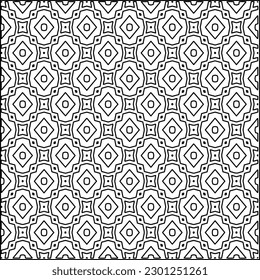 Stylish texture with figures from lines.Abstract geometric black and white pattern for web page, textures, card, poster, fabric, textile. Monochrome graphic repeating design. 
