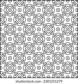 Stylish texture with figures from lines.Abstract geometric black and white pattern for web page, textures, card, poster, fabric, textile. Monochrome graphic repeating design. 