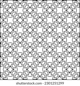 Stylish texture with figures from lines.Abstract geometric black and white pattern for web page, textures, card, poster, fabric, textile. Monochrome graphic repeating design. 