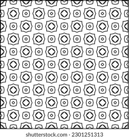  Stylish texture with figures from lines.Abstract geometric black and white pattern for web page, textures, card, poster, fabric, textile. Monochrome graphic repeating design. 