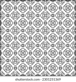  Stylish texture with figures from lines.Abstract geometric black and white pattern for web page, textures, card, poster, fabric, textile. Monochrome graphic repeating design. 