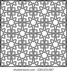 Textura elegante con figuras de líneas.Patrón geométrico en blanco y negro para páginas web, texturas, tarjetas, afiches, tela, textil. Diseño repetitivo gráfico monocromo. 