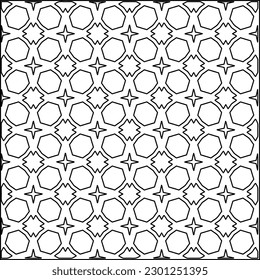 Stylish texture with figures from lines.Abstract geometric black and white pattern for web page, textures, card, poster, fabric, textile. Monochrome graphic repeating design. 