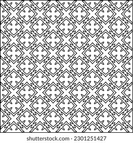  Stylish texture with figures from lines.Abstract geometric black and white pattern for web page, textures, card, poster, fabric, textile. Monochrome graphic repeating design. 