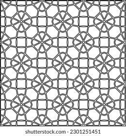 Stylish texture with figures from lines.Abstract geometric black and white pattern for web page, textures, card, poster, fabric, textile. Monochrome graphic repeating design. 