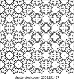 Stylish texture with figures from lines.Abstract geometric black and white pattern for web page, textures, card, poster, fabric, textile. Monochrome graphic repeating design. 