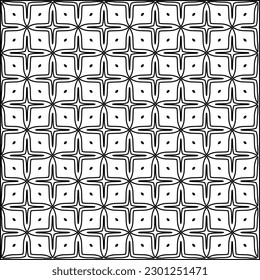  Stylish texture with figures from lines.Abstract geometric black and white pattern for web page, textures, card, poster, fabric, textile. Monochrome graphic repeating design. 