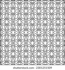 Stylish texture with figures from lines.Abstract geometric black and white pattern for web page, textures, card, poster, fabric, textile. Monochrome graphic repeating design. 