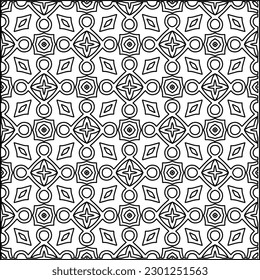  Stylish texture with figures from lines.Abstract geometric black and white pattern for web page, textures, card, poster, fabric, textile. Monochrome graphic repeating design. 