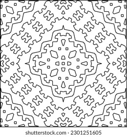  Stylish texture with figures from lines.Abstract geometric black and white pattern for web page, textures, card, poster, fabric, textile. Monochrome graphic repeating design. 