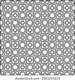  Stylish texture with figures from lines.Abstract geometric black and white pattern for web page, textures, card, poster, fabric, textile. Monochrome graphic repeating design. 