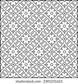  Stylish texture with figures from lines.Abstract geometric black and white pattern for web page, textures, card, poster, fabric, textile. Monochrome graphic repeating design. 