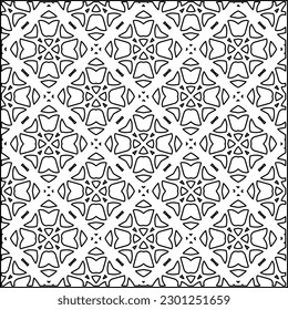  Stylish texture with figures from lines.Abstract geometric black and white pattern for web page, textures, card, poster, fabric, textile. Monochrome graphic repeating design. 