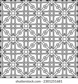  Stylish texture with figures from lines.Abstract geometric black and white pattern for web page, textures, card, poster, fabric, textile. Monochrome graphic repeating design. 