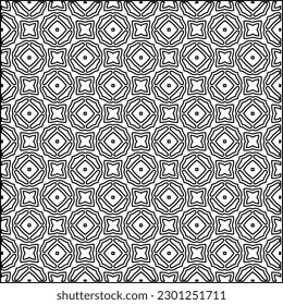  Stylish texture with figures from lines.Abstract geometric black and white pattern for web page, textures, card, poster, fabric, textile. Monochrome graphic repeating design. 