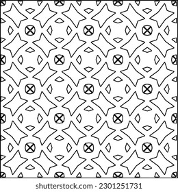  Stylish texture with figures from lines.Abstract geometric black and white pattern for web page, textures, card, poster, fabric, textile. Monochrome graphic repeating design. 