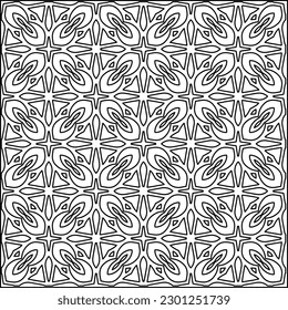  Stylish texture with figures from lines.Abstract geometric black and white pattern for web page, textures, card, poster, fabric, textile. Monochrome graphic repeating design. 