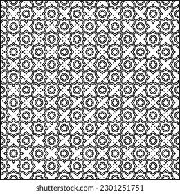  Stylish texture with figures from lines.Abstract geometric black and white pattern for web page, textures, card, poster, fabric, textile. Monochrome graphic repeating design. 