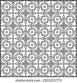  Stylish texture with figures from lines.Abstract geometric black and white pattern for web page, textures, card, poster, fabric, textile. Monochrome graphic repeating design. 