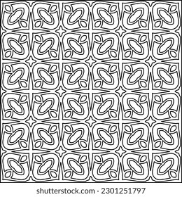  Stylish texture with figures from lines.Abstract geometric black and white pattern for web page, textures, card, poster, fabric, textile. Monochrome graphic repeating design. 