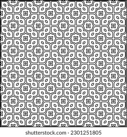  Stylish texture with figures from lines.Abstract geometric black and white pattern for web page, textures, card, poster, fabric, textile. Monochrome graphic repeating design. 