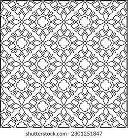  Stylish texture with figures from lines.Abstract geometric black and white pattern for web page, textures, card, poster, fabric, textile. Monochrome graphic repeating design. 