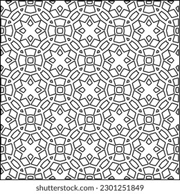  Stylish texture with figures from lines.Abstract geometric black and white pattern for web page, textures, card, poster, fabric, textile. Monochrome graphic repeating design. 
