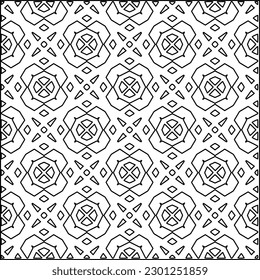  Stylish texture with figures from lines.Abstract geometric black and white pattern for web page, textures, card, poster, fabric, textile. Monochrome graphic repeating design. 