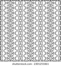  Stylish texture with figures from lines.Abstract geometric black and white pattern for web page, textures, card, poster, fabric, textile. Monochrome graphic repeating design. 