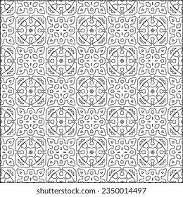 Stylish texture with figures from lines.Abstract geometric black and white pattern for web page, textures, card, poster, fabric, textile. Monochrome graphic repeating design. 